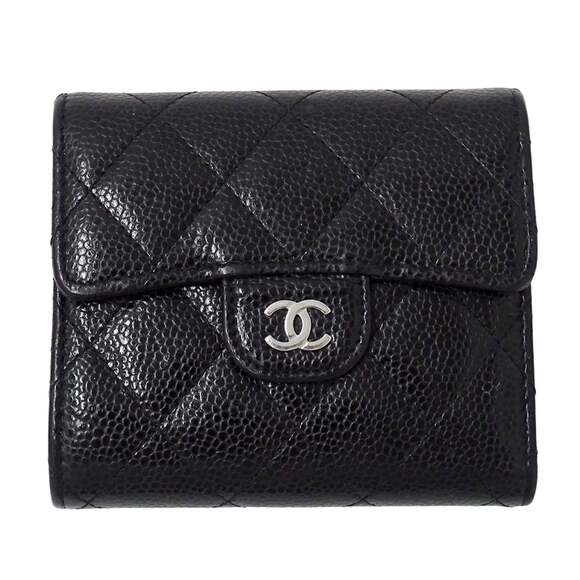 CHANEL Handbags - CHANEL Authentic Black Caviar Leather Wallet